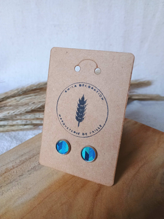 Boucles d'oreilles CLOUS Chevrons Bleus