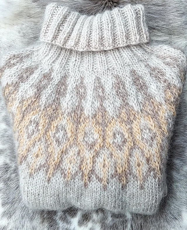 Tusseladd Polar Sweater Kit - Col 09 (Ecru Heather) - Wool & Pattern - Linka Neumann