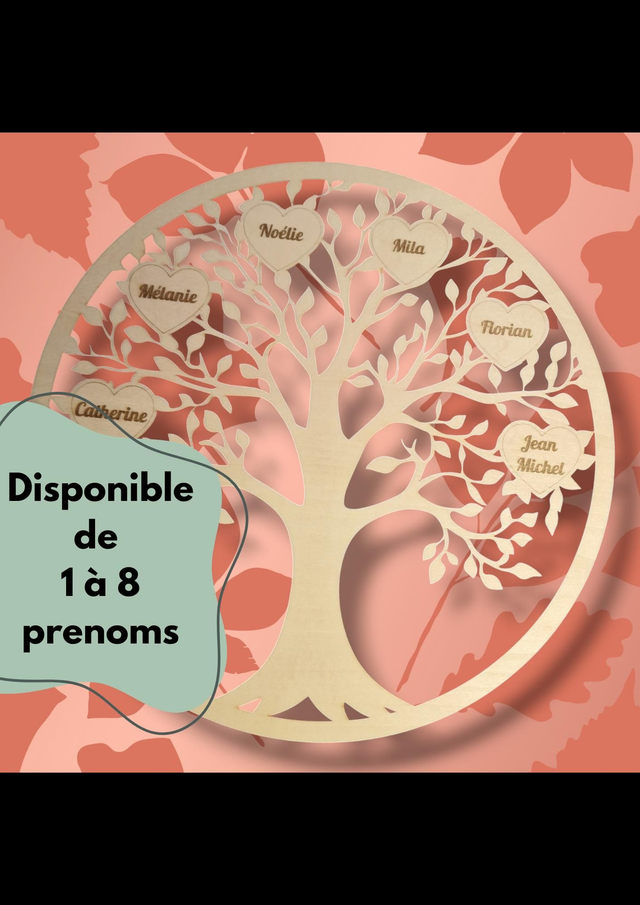 Arbre de vie en bois gravé - Personnalisable avec prénoms