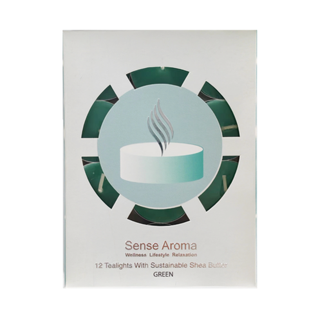 Sense aroma 12 Pack Tealight Candles - Green - unscented 