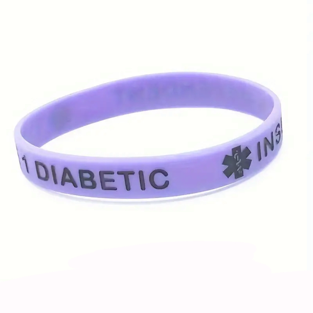 Purple Type 1 Diabetic Medical Alert Wristband