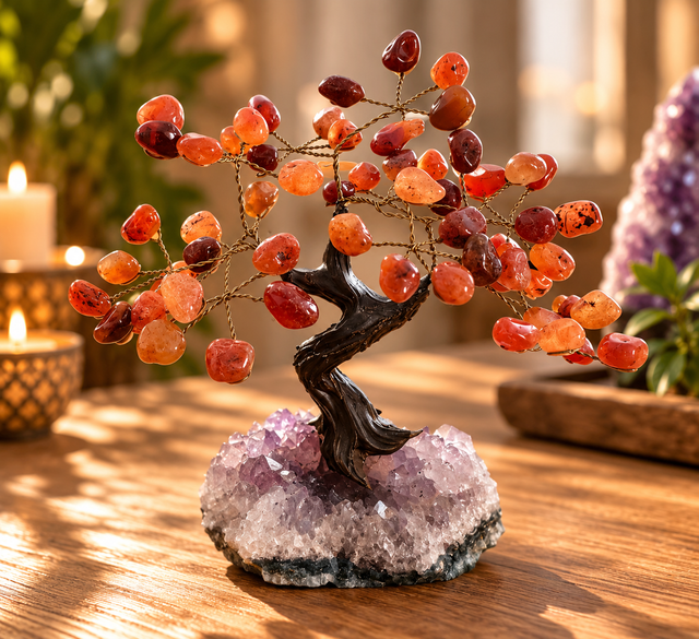 Bonsai di pietre su base drusa di ametista grande