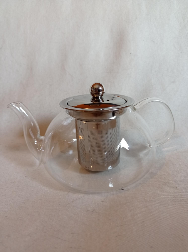 Théière verre transparent, filtre amovible inclus inox, 80cl