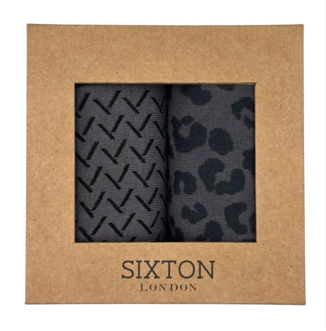 Charcoal Leopard Duo Sock Box