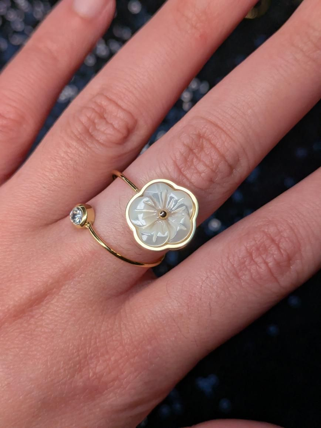 Bague nacre fleur 4