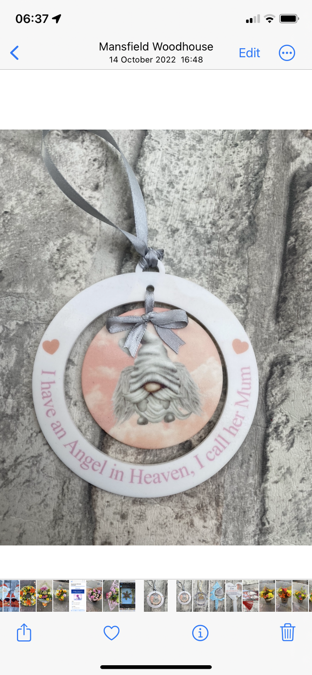 Angel in heaven mum bauble 