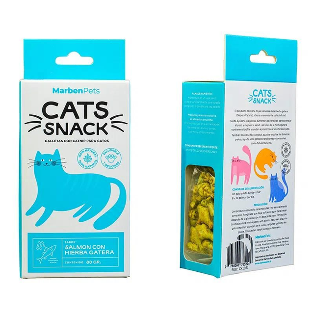 Galletas de Salmón con hierba gatera 80g – Cats Snacks