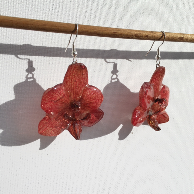 Red Butterfly Orchid Earrings 