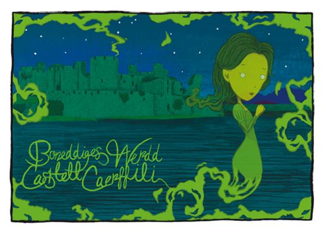 'Boneddiges Werdd Castell Caerffili' A6 Postcard/Print
