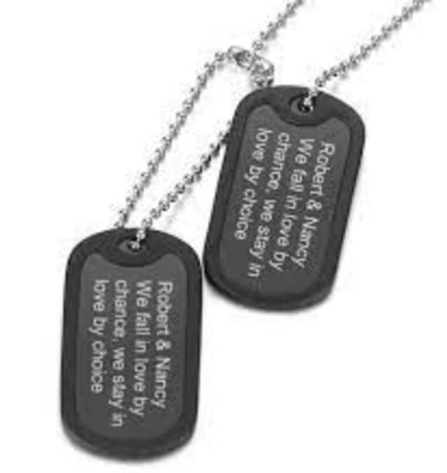 Dog Tag alu noir avec gravure laser une face