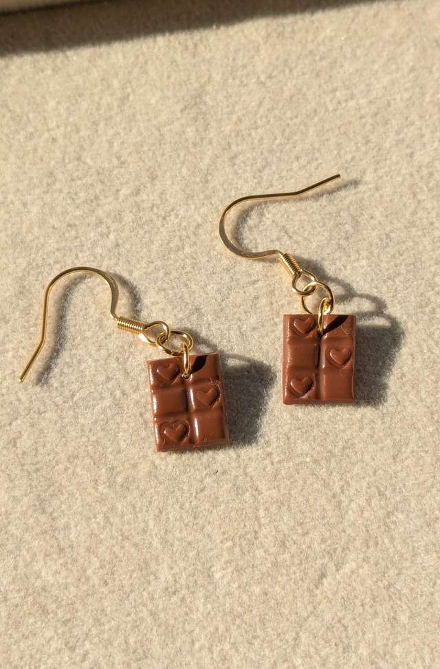 Boucles d'oreilles tablette de chocolat