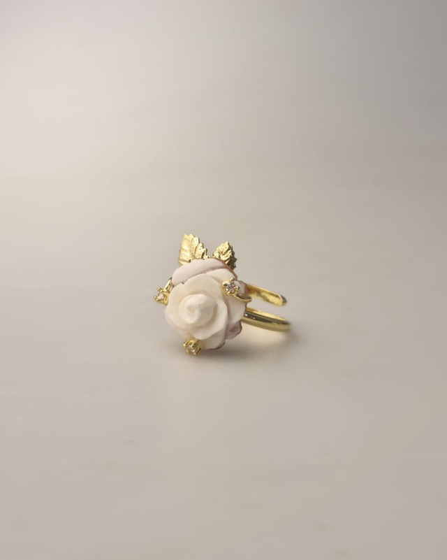 Anello Rosa Aurea in Cammeo 14mm