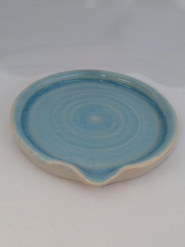 Glacier blue crackle spoon rest