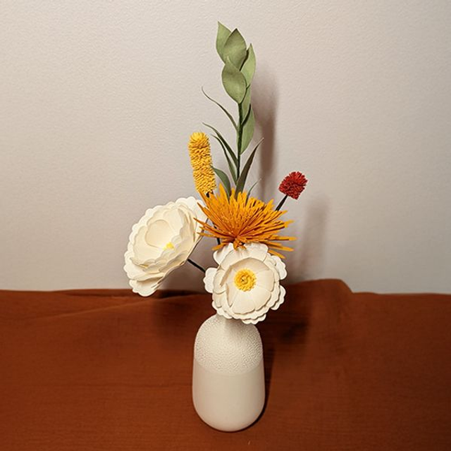 Bouquet orange blanc et vert