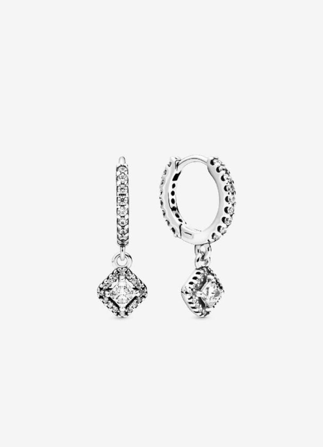 Boucles d'oreilles créoles carrées scintillantes
Argent sterling