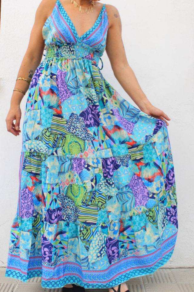 Vestido Seda Azul