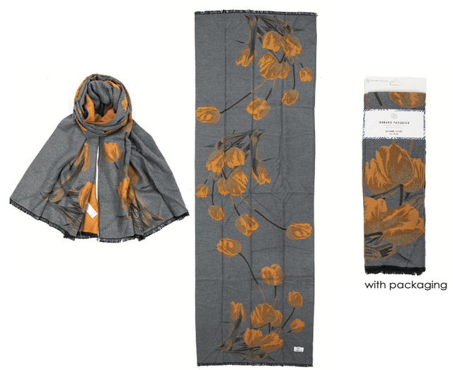 Foulard en Laine à Motif fleurie tulipe- Gérard Pasquier 