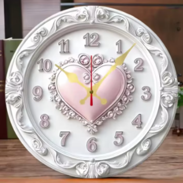 Ronde wandklok van hout Elegant Hart (25cm)