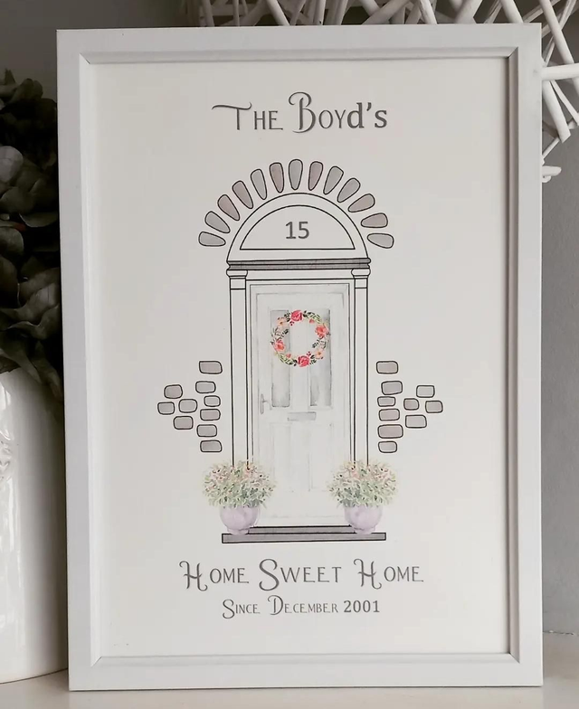 Personalised front door print &amp; frame | Home sweet home | New home gift