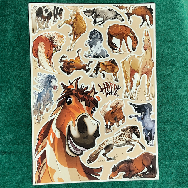 A4 - Planche de Stickers de Chevaux