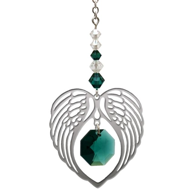 05 May - Angel Wings Heart Crystal Suncatcher