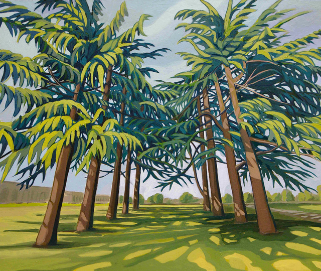 Crystal Palace Park Pine Trees - Oil on Board, Framed 