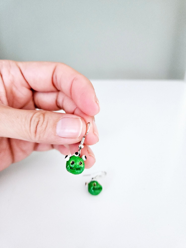 Eyes Green Monster Earring Lovely ECO Handmade Unique Lightweight 