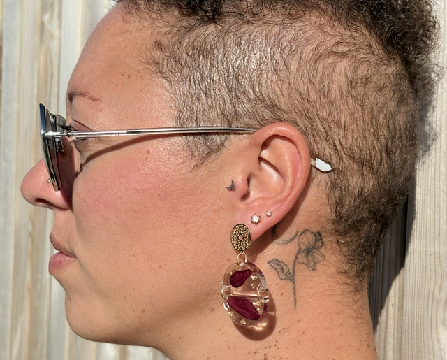 Boucles d’oreilles résine et gerbera