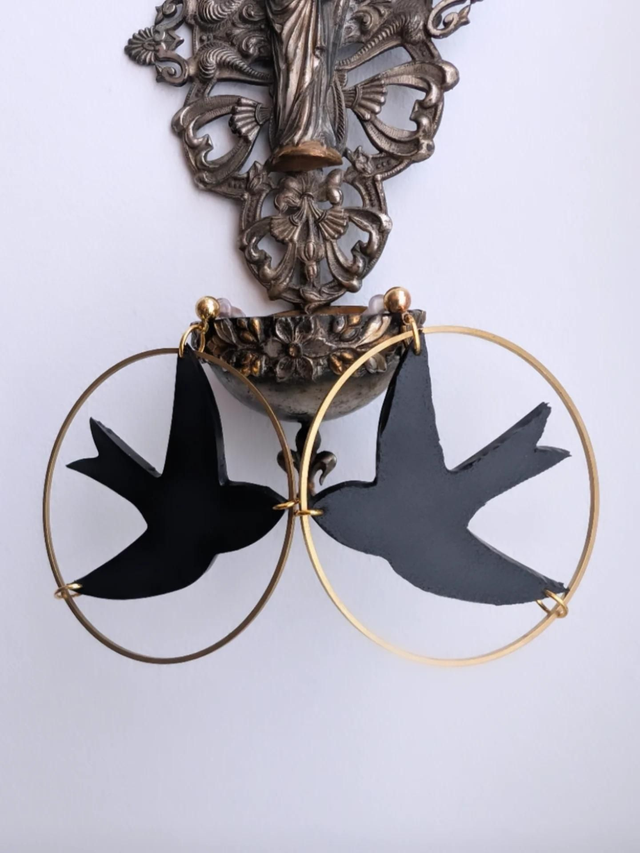 Boucle d'oreille Black bird