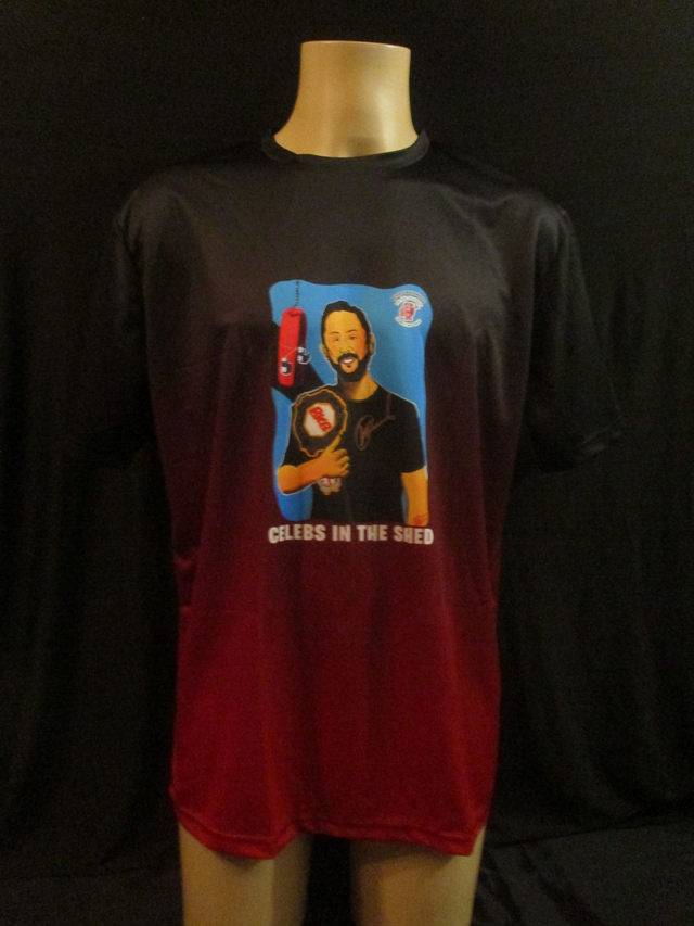 Kevin 'Green Machine' Greenwood Picture T-Shirt MENS ADULT 100% Polyester Crew Neck BLACK &amp; TANGERINE RED (X-Large) Top