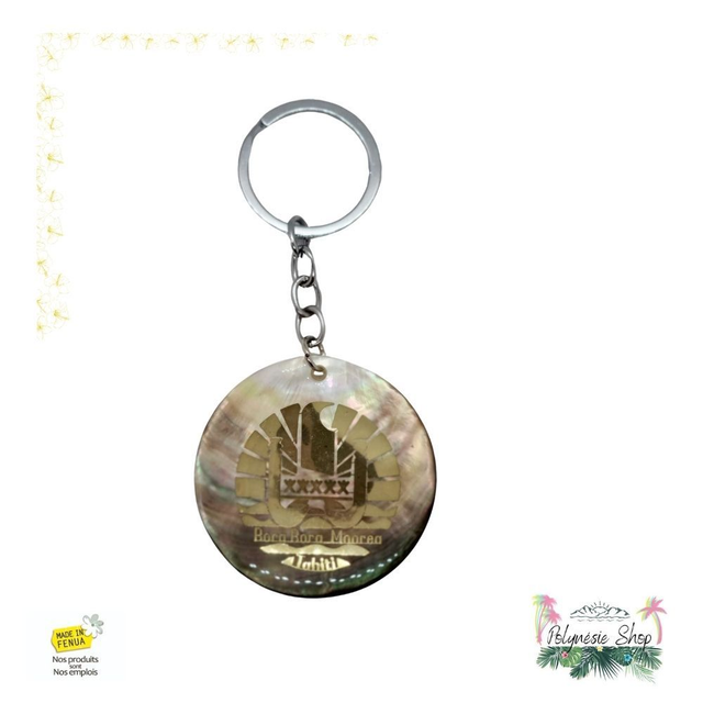 Porte-clés Nacre Drapeau Polynésie