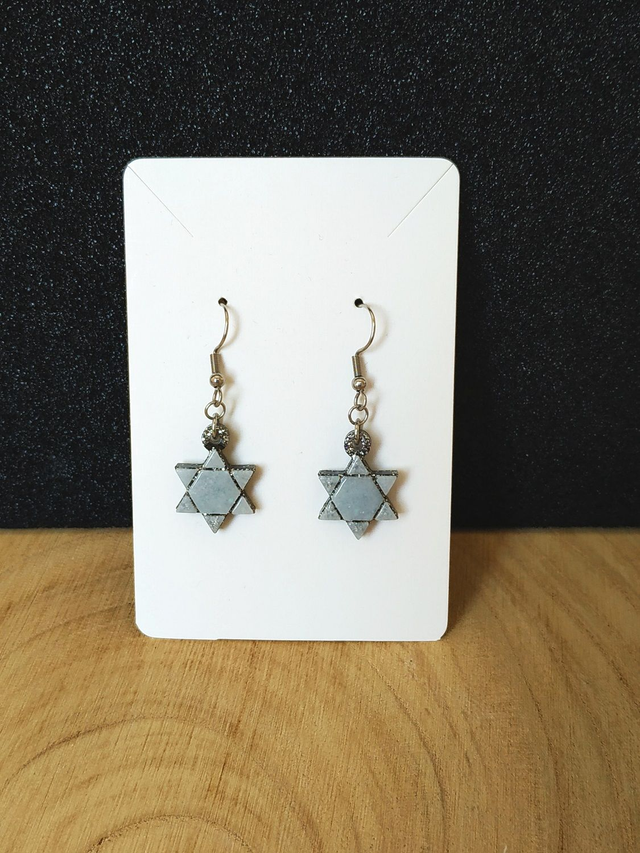 Boucles d'oreilles étoile blanche argentée