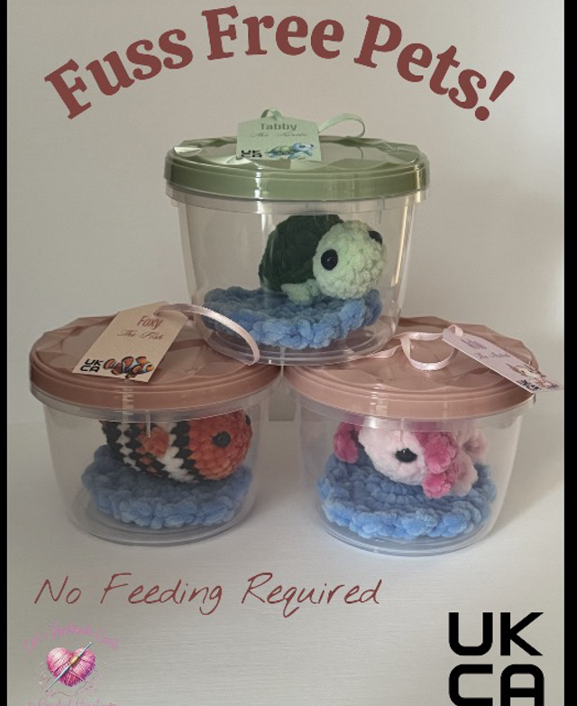 Handmade &amp; Crocheted Fuss Free Pets - Choose From An Axolotl, Turtle Or Fish