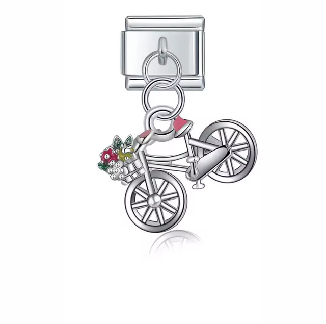 Charm Bicicleta con Flores Colgante