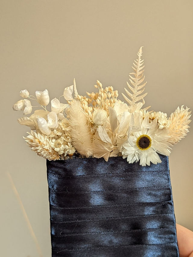 Boutonnière Pochette ALINA - Blanc &amp; Crème