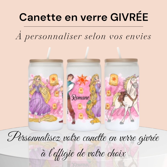 À personnaliser - Canette en verre givrée  - à l’effigie de votre choix et prénom 