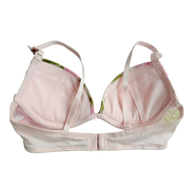 Pink + green floral print Japanese Bra UK 32B