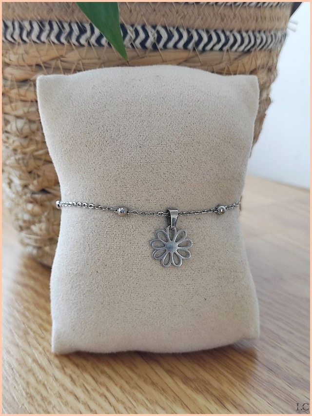 Bracelet chaîne boule avec fleur