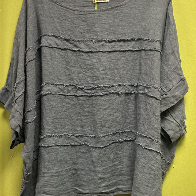 LMF - Denim Style Linen Top - Free Size - 1774
