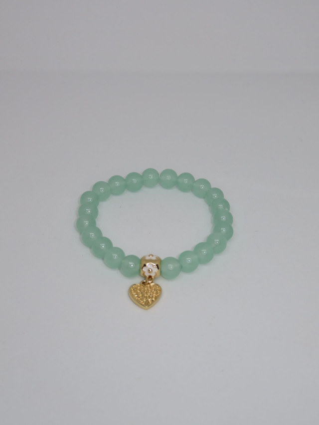 bracelet menthe et cœur dorée