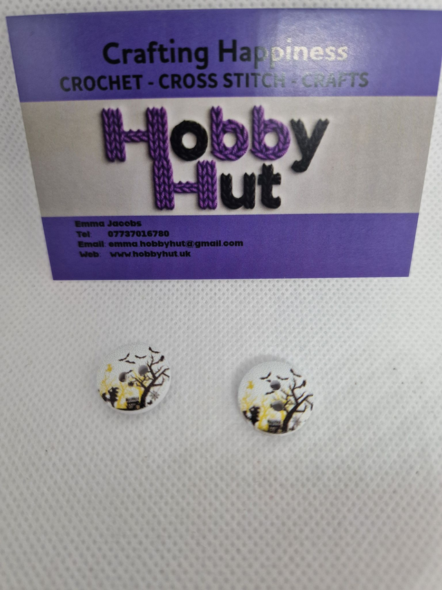 Halloween Bats and Spooky Trees Buttons 