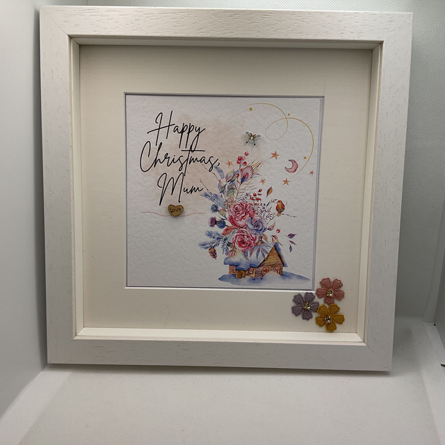 Personalised Christmas frame. Beautiful winter design.