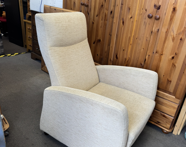 Cream Fabric Manual Reclining Armchair