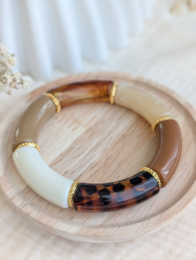 Bracelet jonc Marie marron léopard
