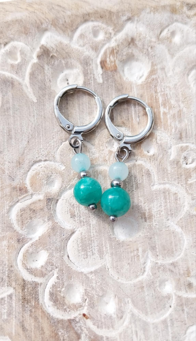 Boucles en Jade et Amazonite