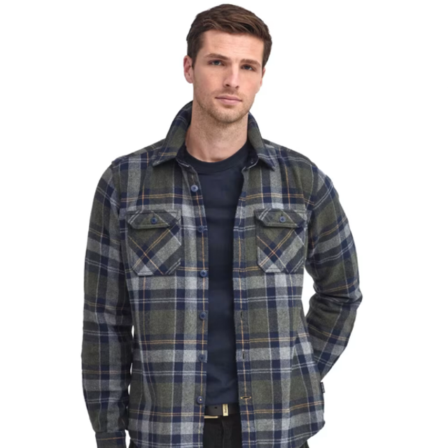 Barbour Snowcap Tailored Checked Shirt Olive Marl