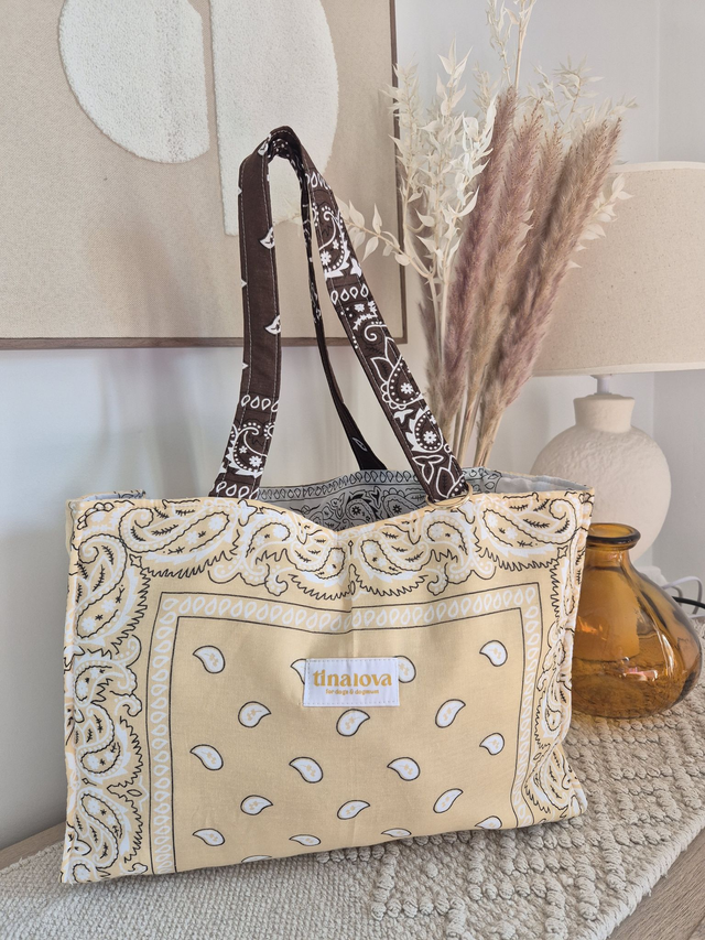 Tote bag panier beige/marron