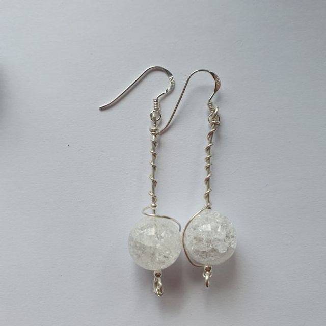 White crackle earrings - 315eoa