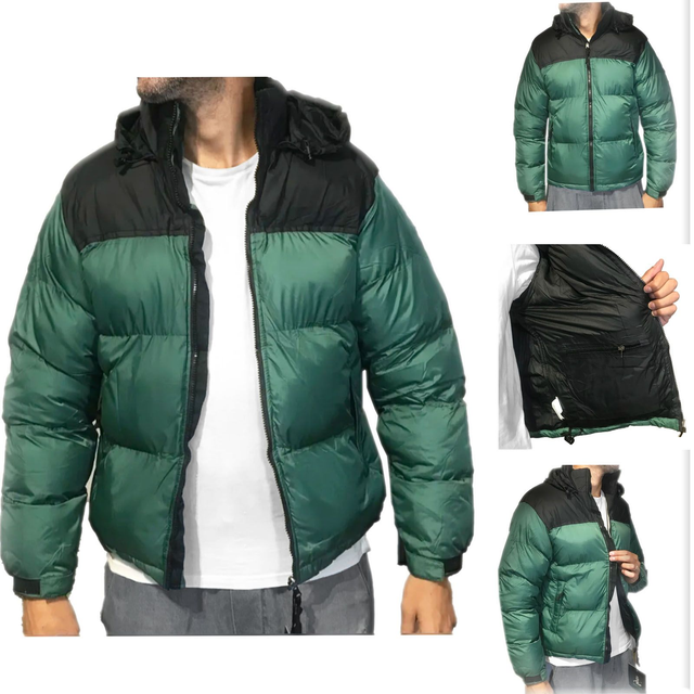 Giubbotto Uomo invernale Sportivo Antivento con cappuccio Verde Nero