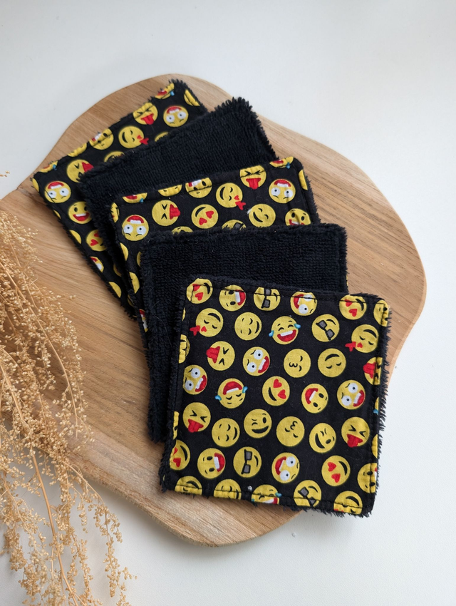 Pack de 5 cotons lavables démaquillants SMILEY